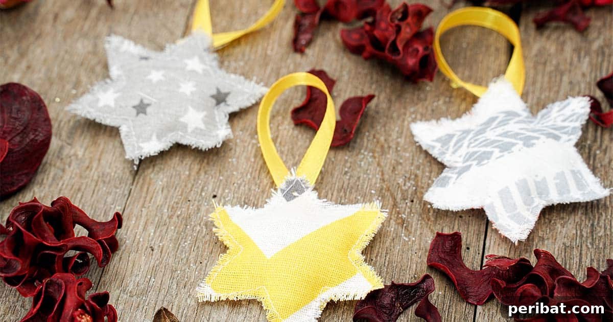 DIY Fabric Star Ornaments on a table