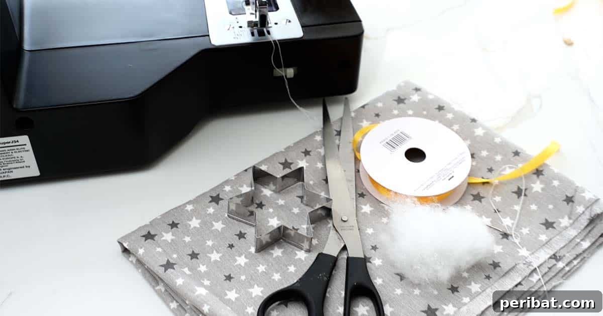 supplies to make DIY Fabric Star Ornaments