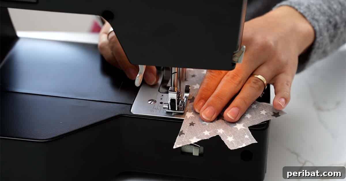 Sewing fabric Christmas tree halves