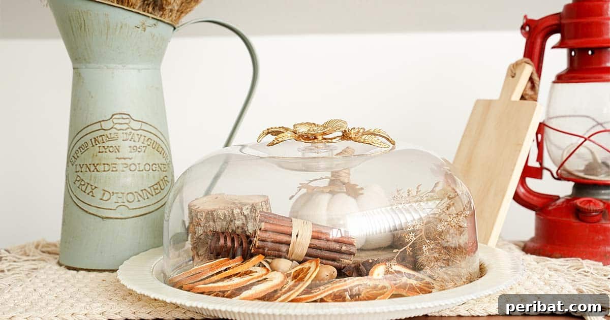Rustic Autumn Bell Jar Display 8 Finished easy DIY Fall Farmhouse Cloche Centerpiece with glass dome