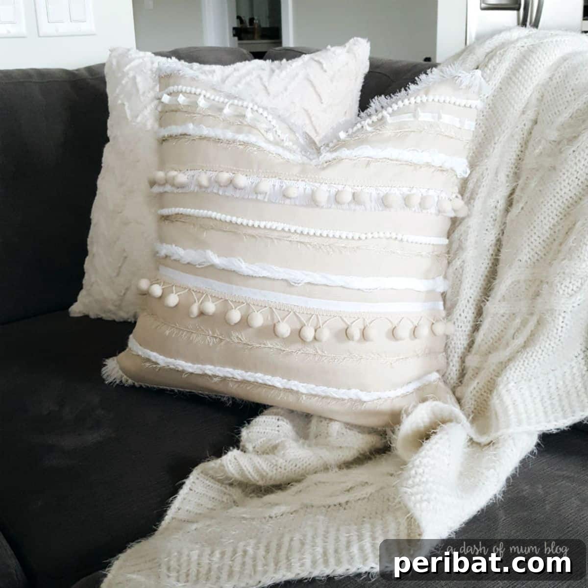 120 Inspiring DIY Boho Decor Ideas and Projects 105 Anthropologie-inspired DIY fringed pillow, crafted in under 30 minutes, an effortless way to bring boho flair to your sofa.