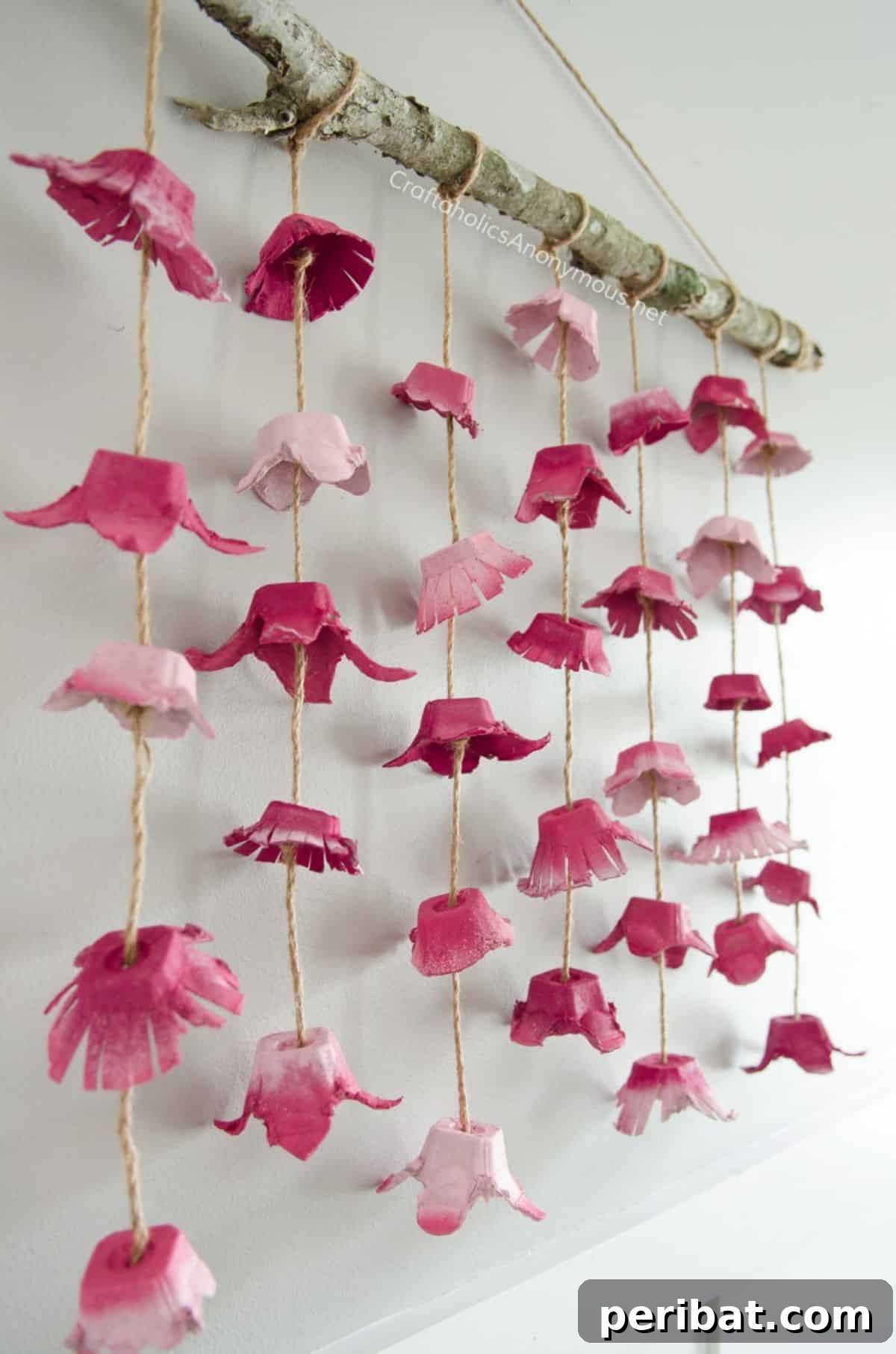 120 Inspiring DIY Boho Decor Ideas and Projects 113 Resourceful and eco-friendly boho flower wall hanging crafted from egg cartons, offering a trendy decor piece with a sustainable message.