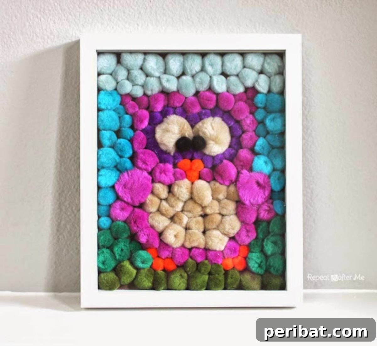 120 Inspiring DIY Boho Decor Ideas and Projects 126 Whimsical pom-pom owl art, a delightful craft for kids and adults that brings joy to any room.