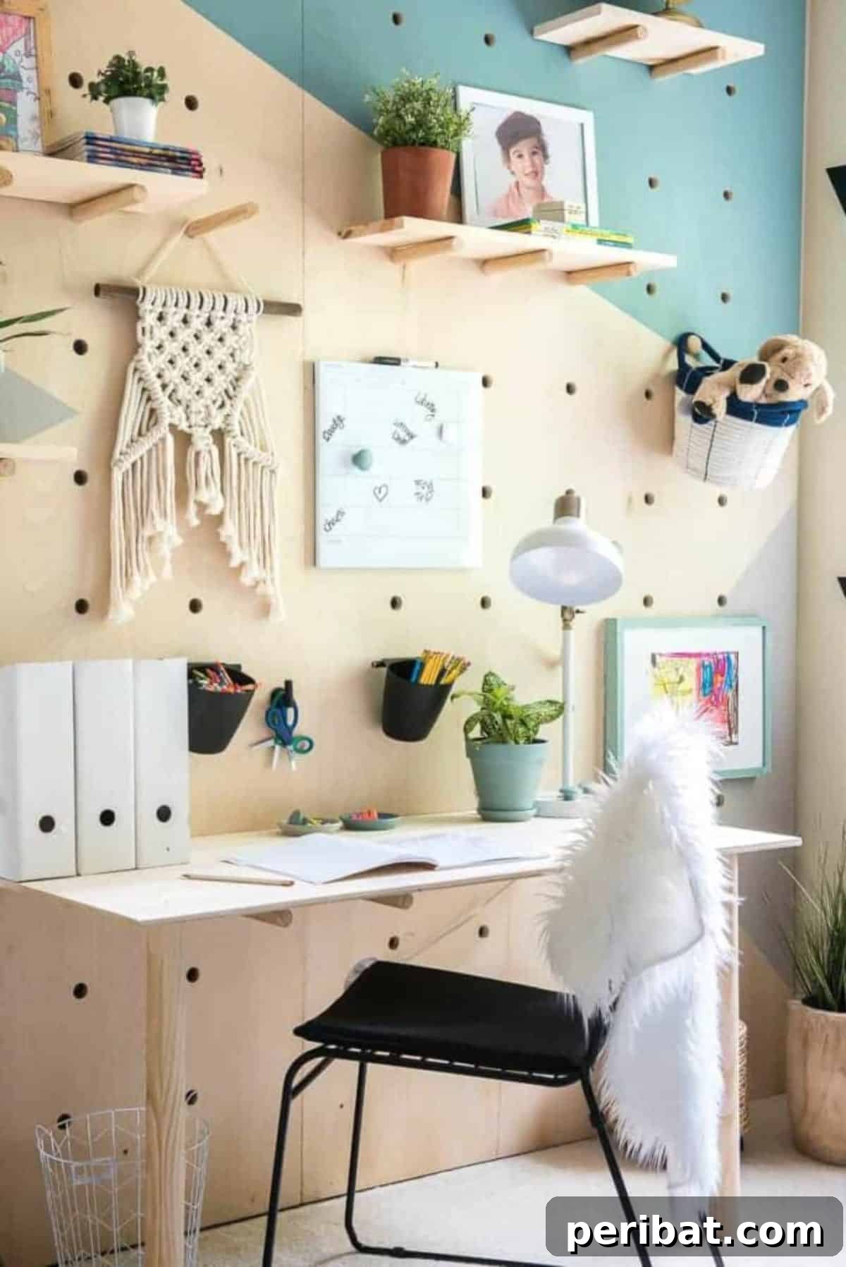 120 Inspiring DIY Boho Decor Ideas and Projects 17 Functional and stylish DIY plywood boho chic pegboard wall for organization and character.