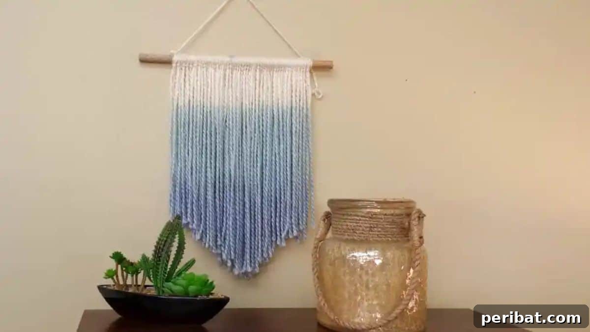 120 Inspiring DIY Boho Decor Ideas and Projects 20 Modern dip-dyed wall hanging, combining timeless macrame appeal with playful color.