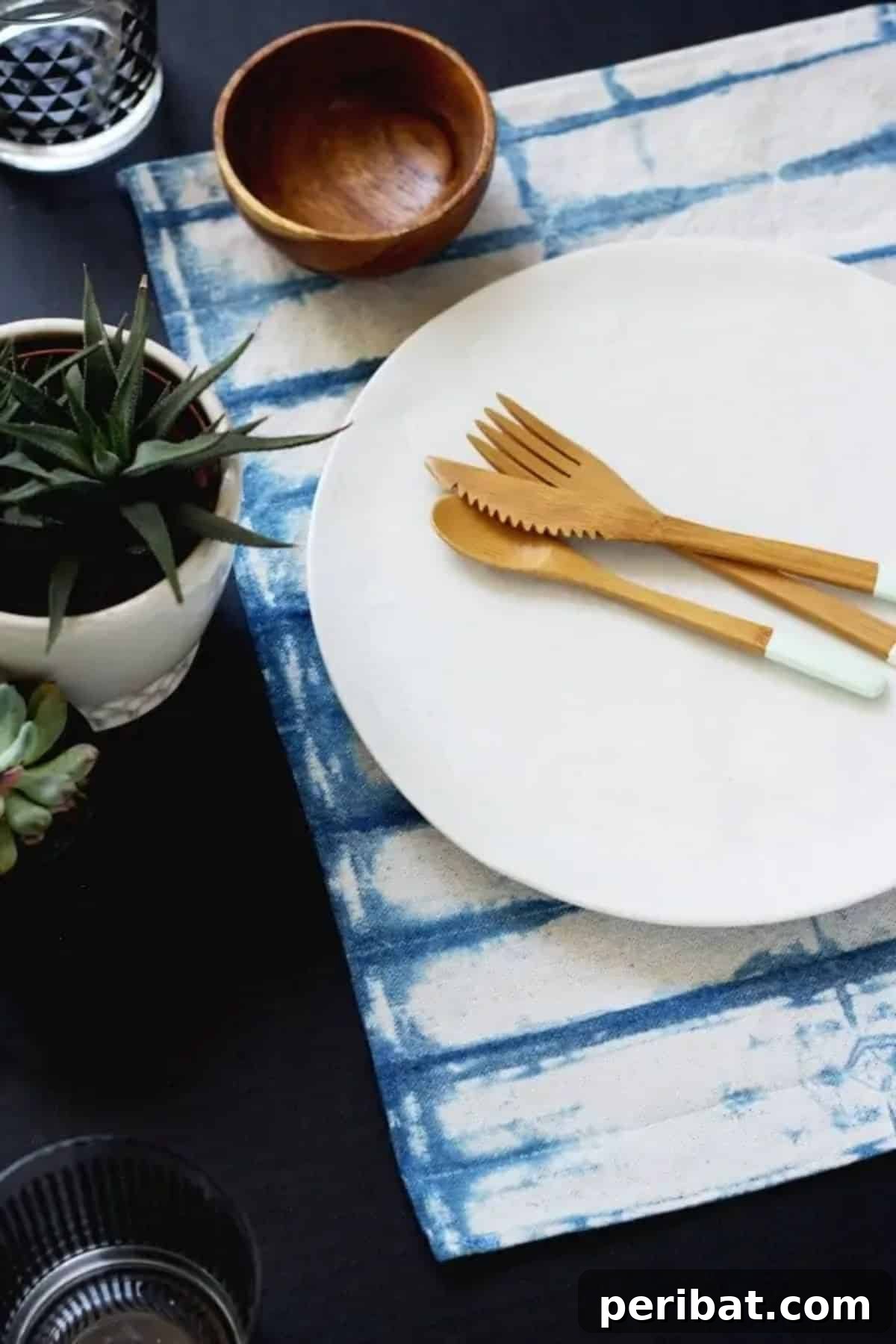 120 Inspiring DIY Boho Decor Ideas and Projects 5 DIY indigo Shibori dyed placemats, perfect for adding a fresh boho touch to any table setting.