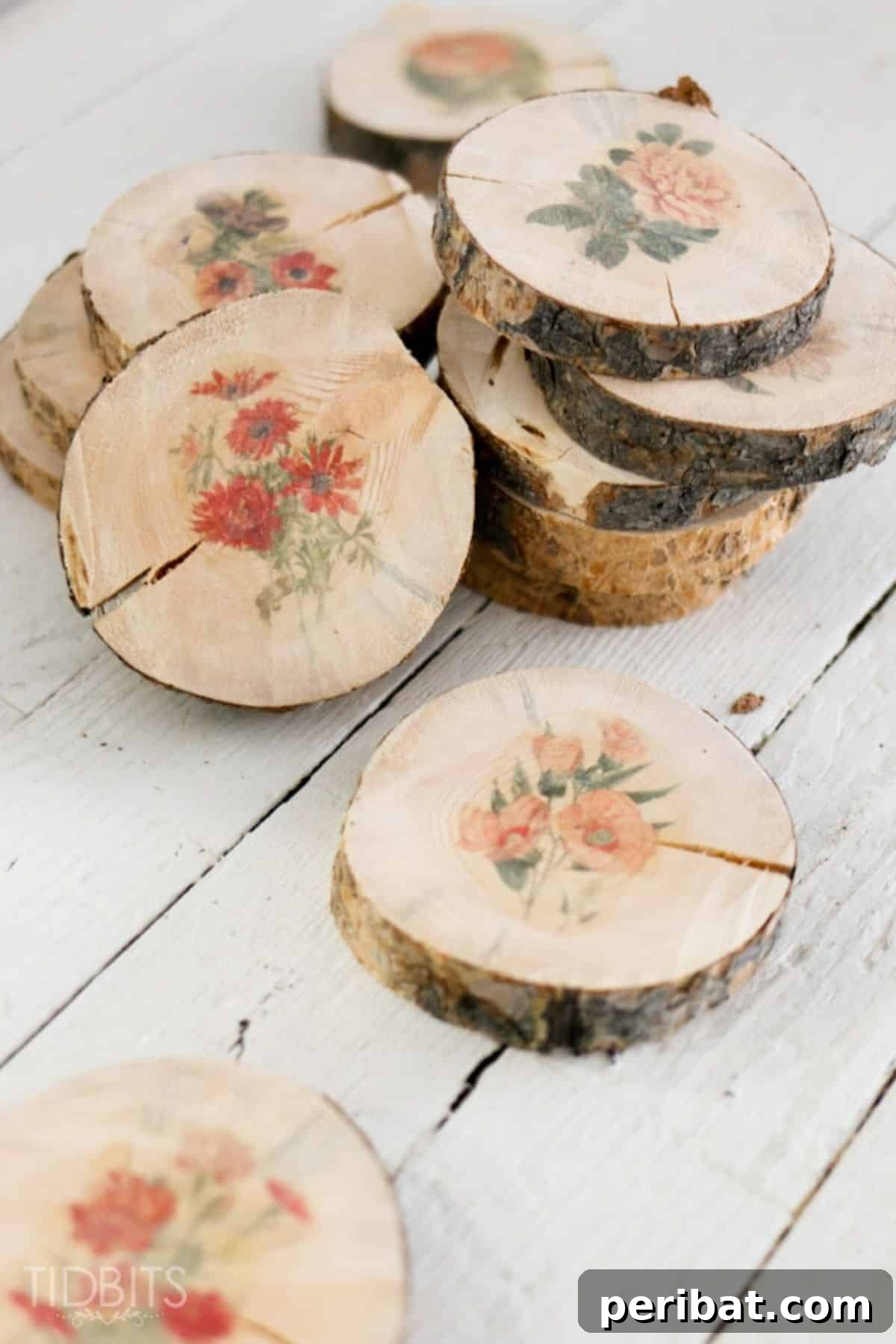 120 Inspiring DIY Boho Decor Ideas and Projects 46 Botanical wood slices offering rustic charm and maintenance-free flora for your home decor.