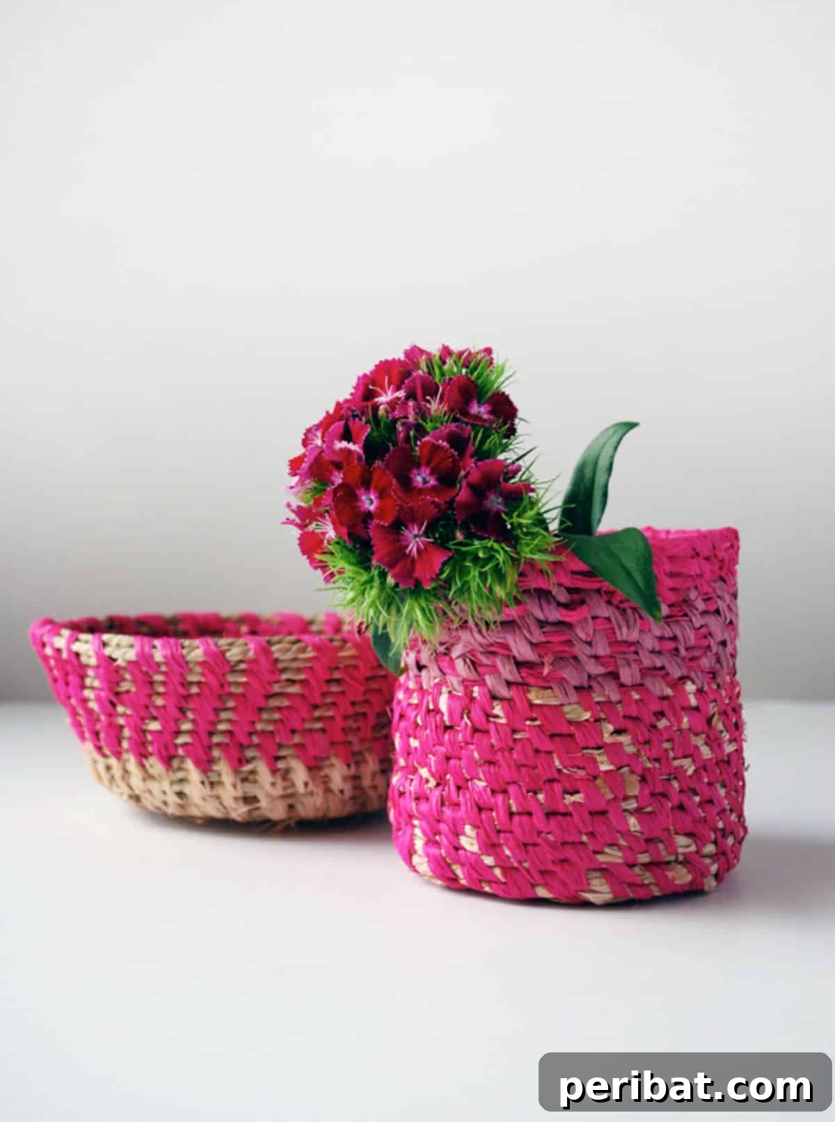 120 Inspiring DIY Boho Decor Ideas and Projects 55 Meditative coiled raffia basket craft, serving as versatile home decor and heartfelt gifts.