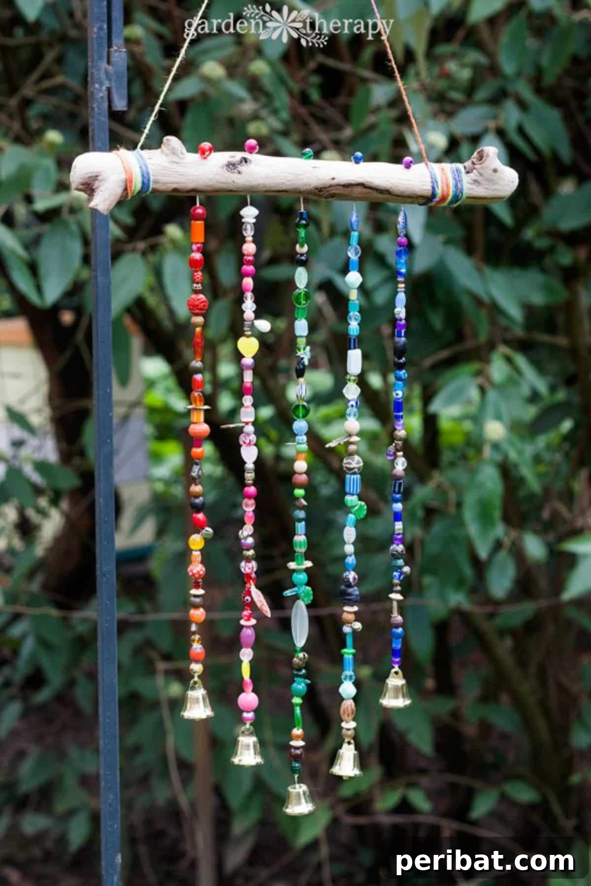 120 Inspiring DIY Boho Decor Ideas and Projects 62 Handmade beaded wind chime, an opportunity to use bead collections and add harmonious jingle and visual interest outdoors.