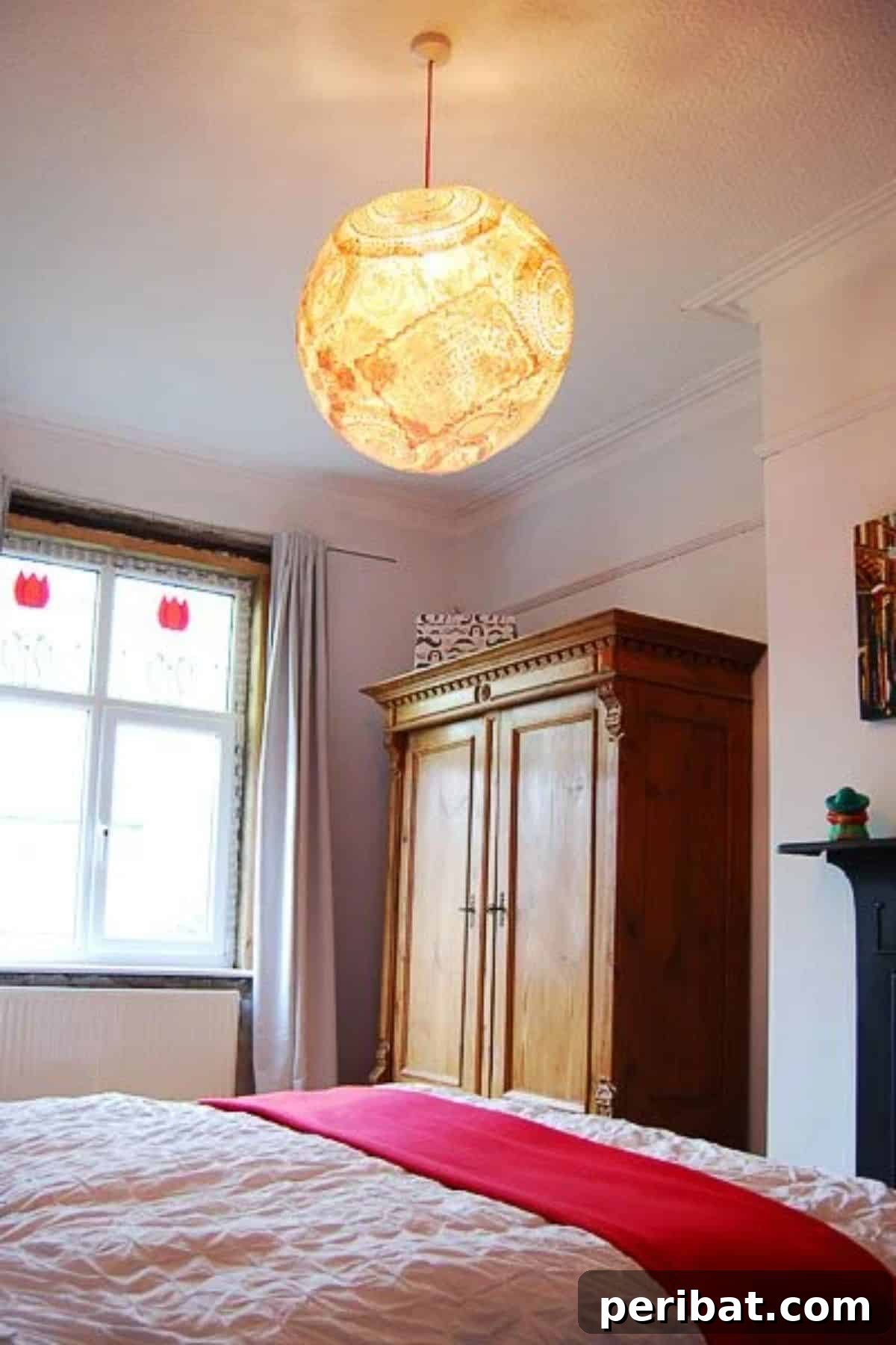 120 Inspiring DIY Boho Decor Ideas and Projects 65 DIY doily lamp infusing soft, vintage charm, ideal for a nursery to create an enchanting ambiance.