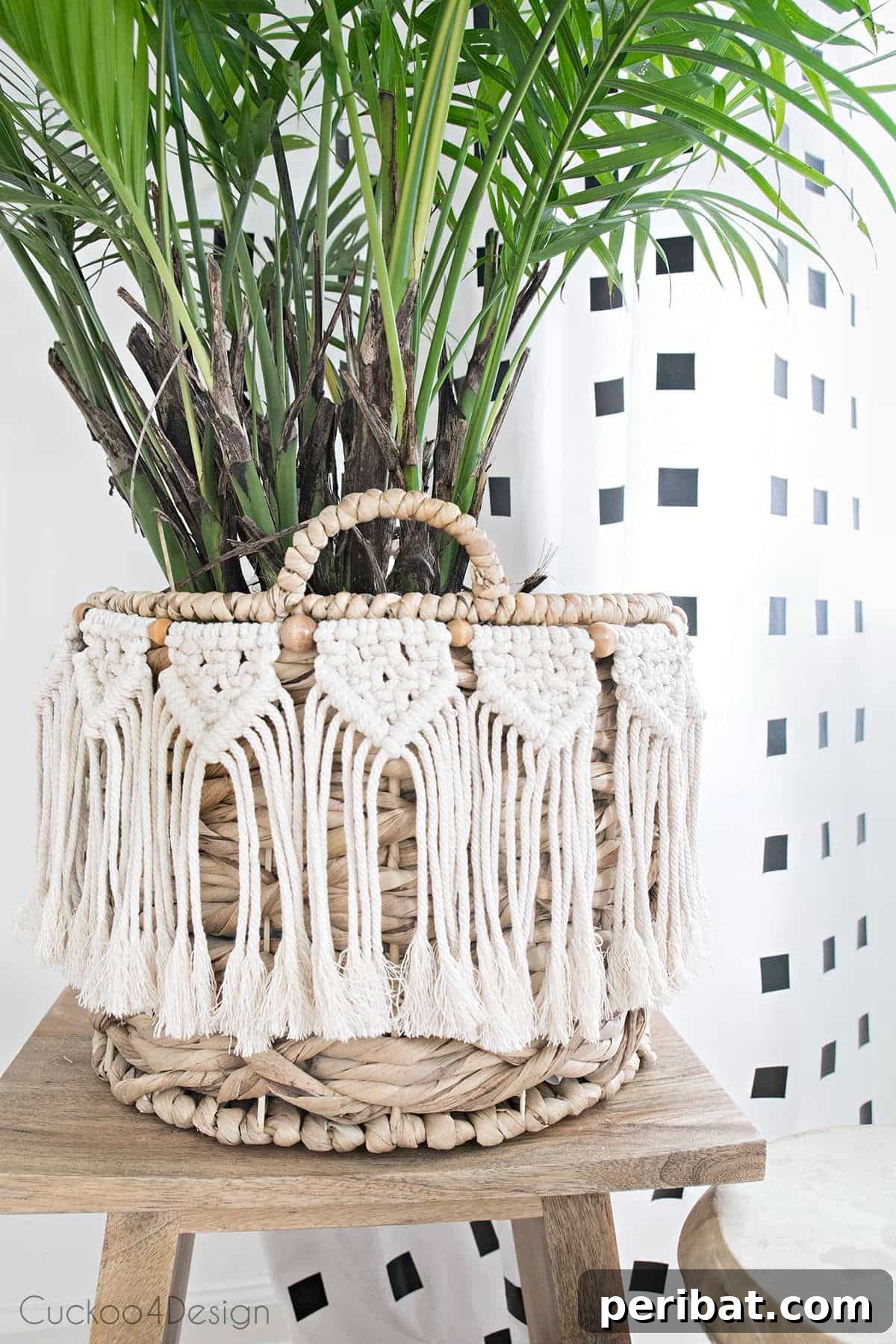 120 Inspiring DIY Boho Decor Ideas and Projects 69 Portable DIY beginner macrame garland, perfect for learning the craft and adding bohemian charm anywhere.
