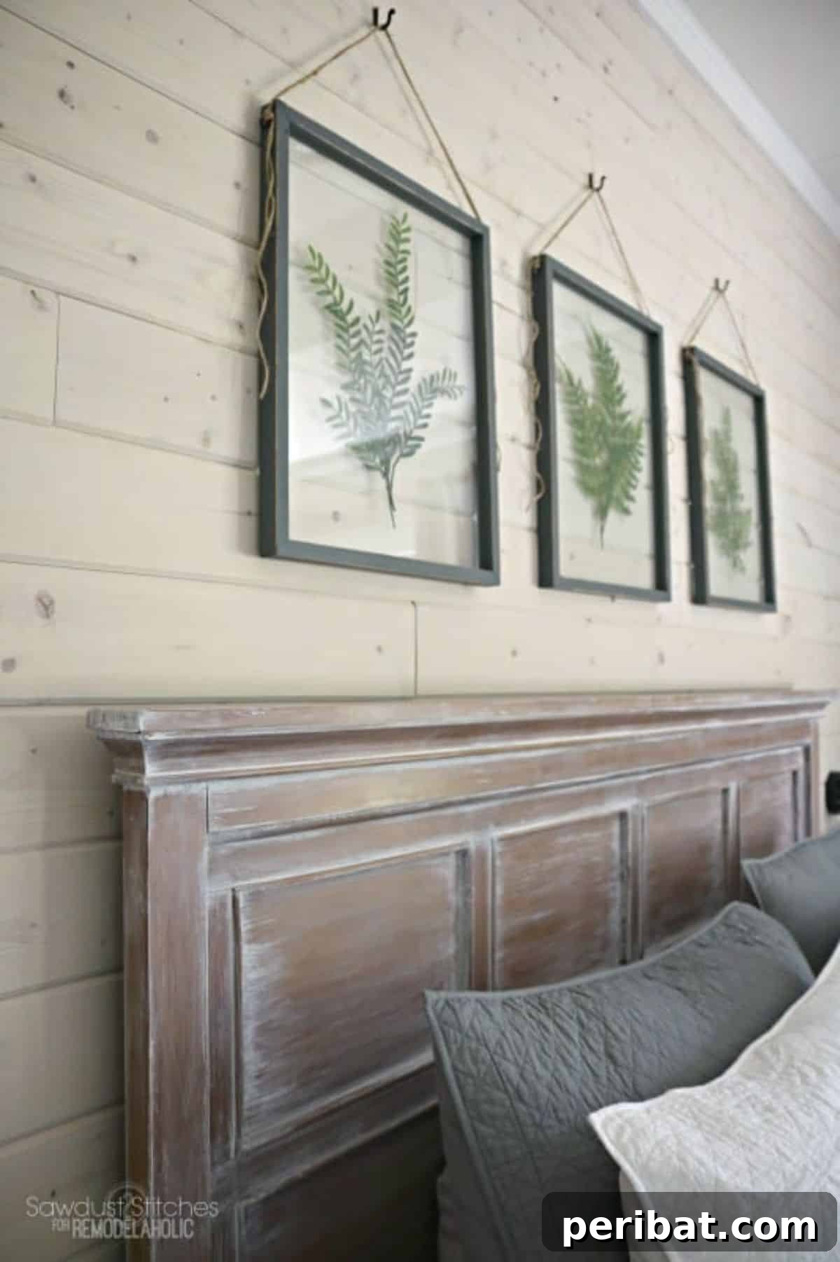 120 Inspiring DIY Boho Decor Ideas and Projects 73 Stylish and minimalist DIY pressed plant frame wall decor, elevating space above the headboard with a neutral backdrop.