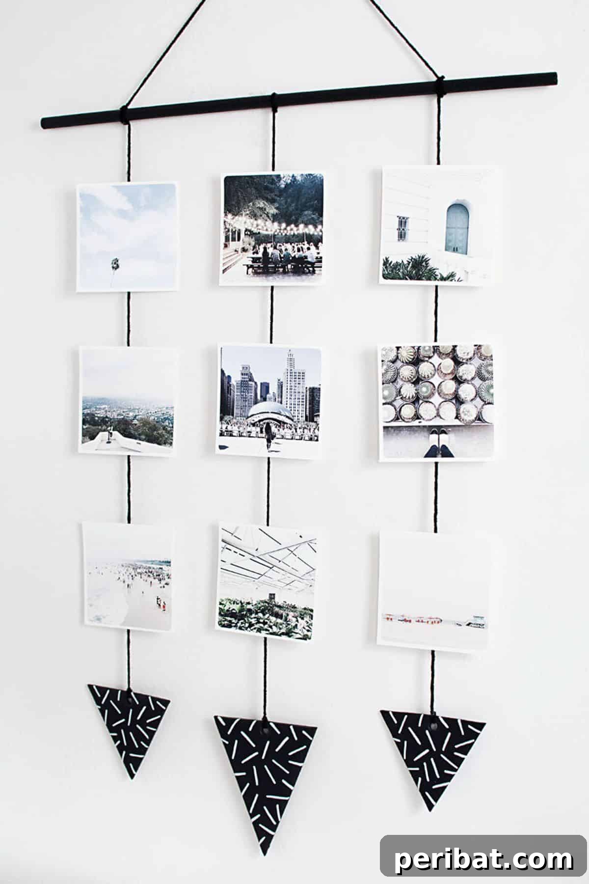 120 Inspiring DIY Boho Decor Ideas and Projects 77 Trendy DIY photo wall hanging, bringing cherished digital memories into a stylish real-world display for your workspace or home.