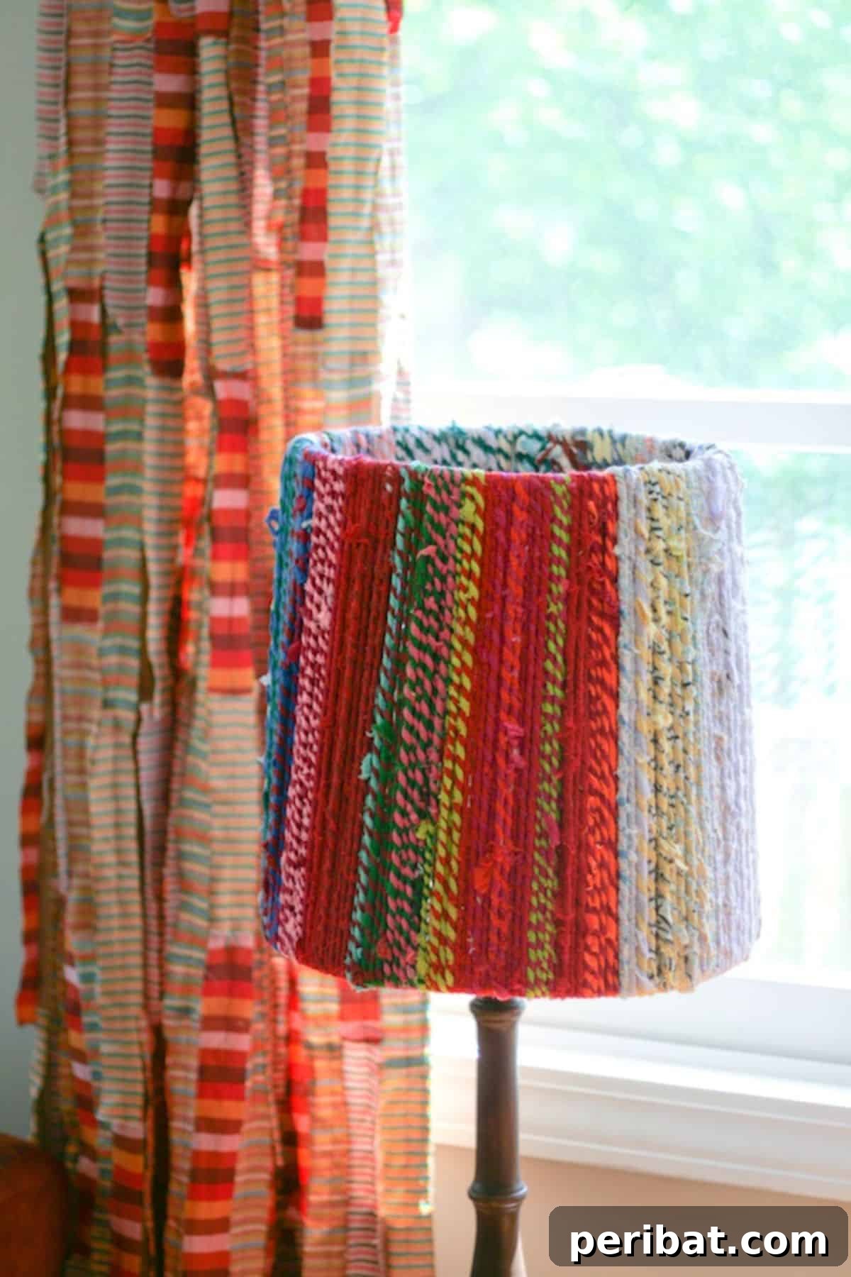 120 Inspiring DIY Boho Decor Ideas and Projects 99 Rope-wrapped lampshade, transforming a lackluster floor lamp and bringing texture and warmth to any room, especially on darker days.