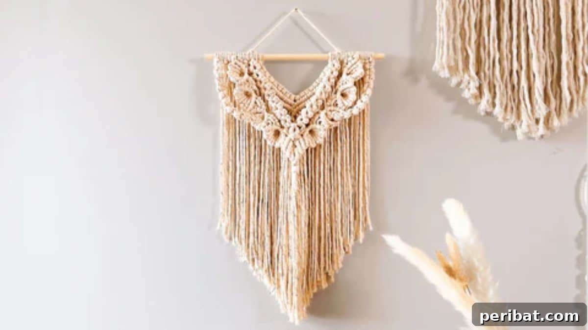 120 Inspiring DIY Boho Decor Ideas and Projects 100 Layered macrame wall hanging tutorial, delving into complex knotting techniques for a rich, textured art piece that will impress guests.