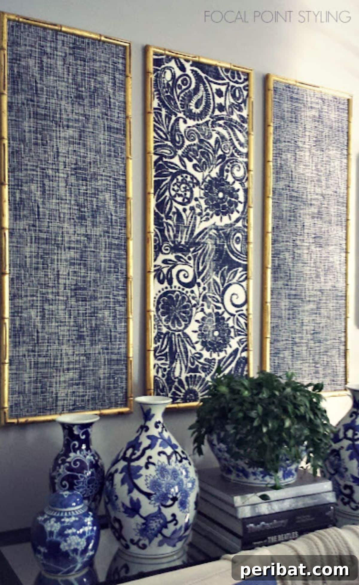 Effortlessly Chic DIY Indigo Wall Art with Framed Fabric