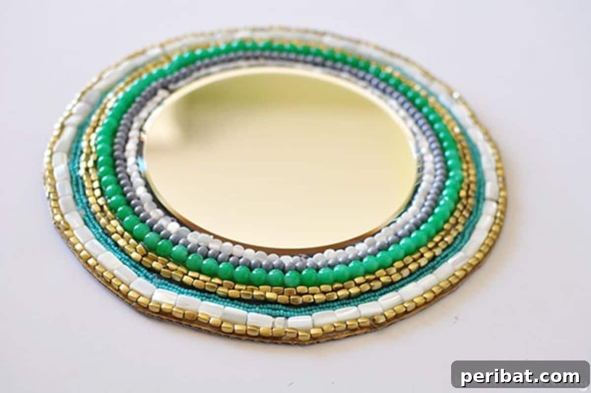 Colorful Beaded Round Wall Mirror for Bedroom Makeover