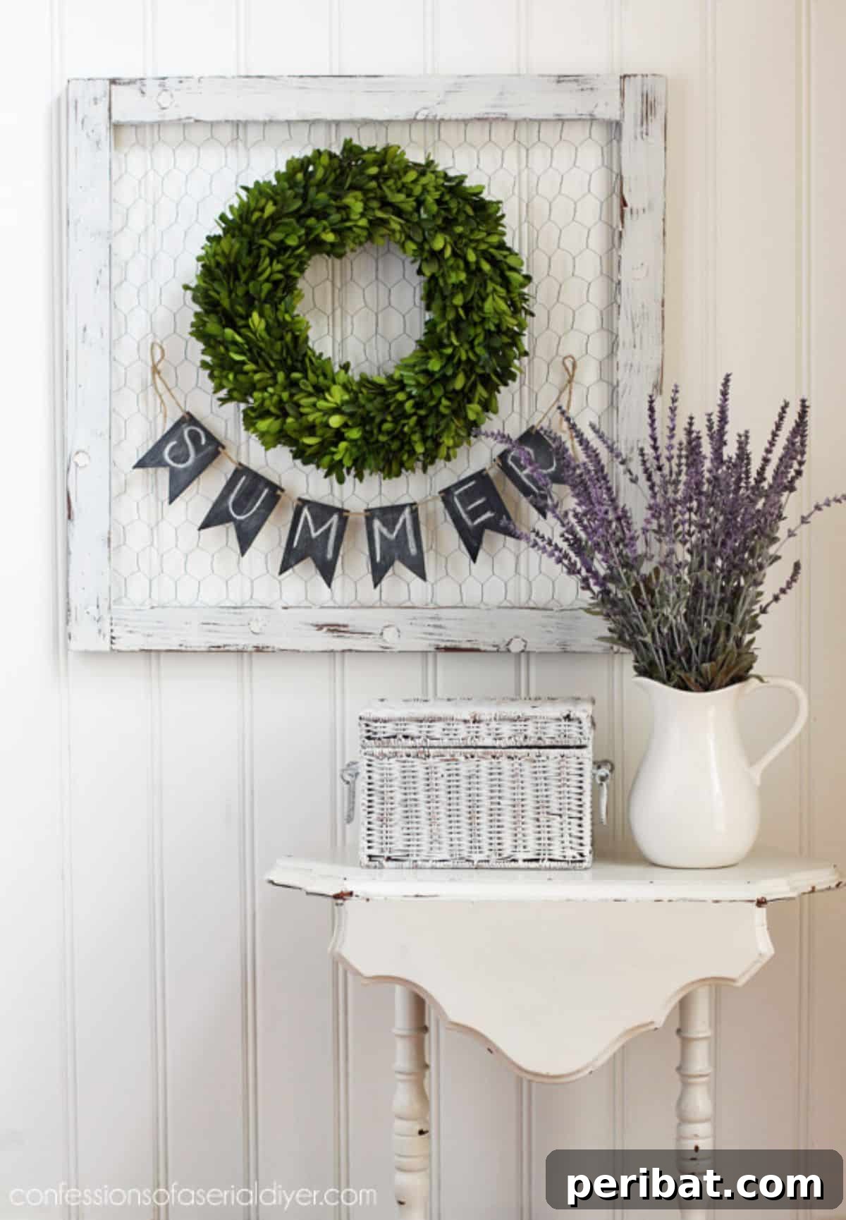 Unique Wreath Backdrop from Chicken Wire and Old Frame