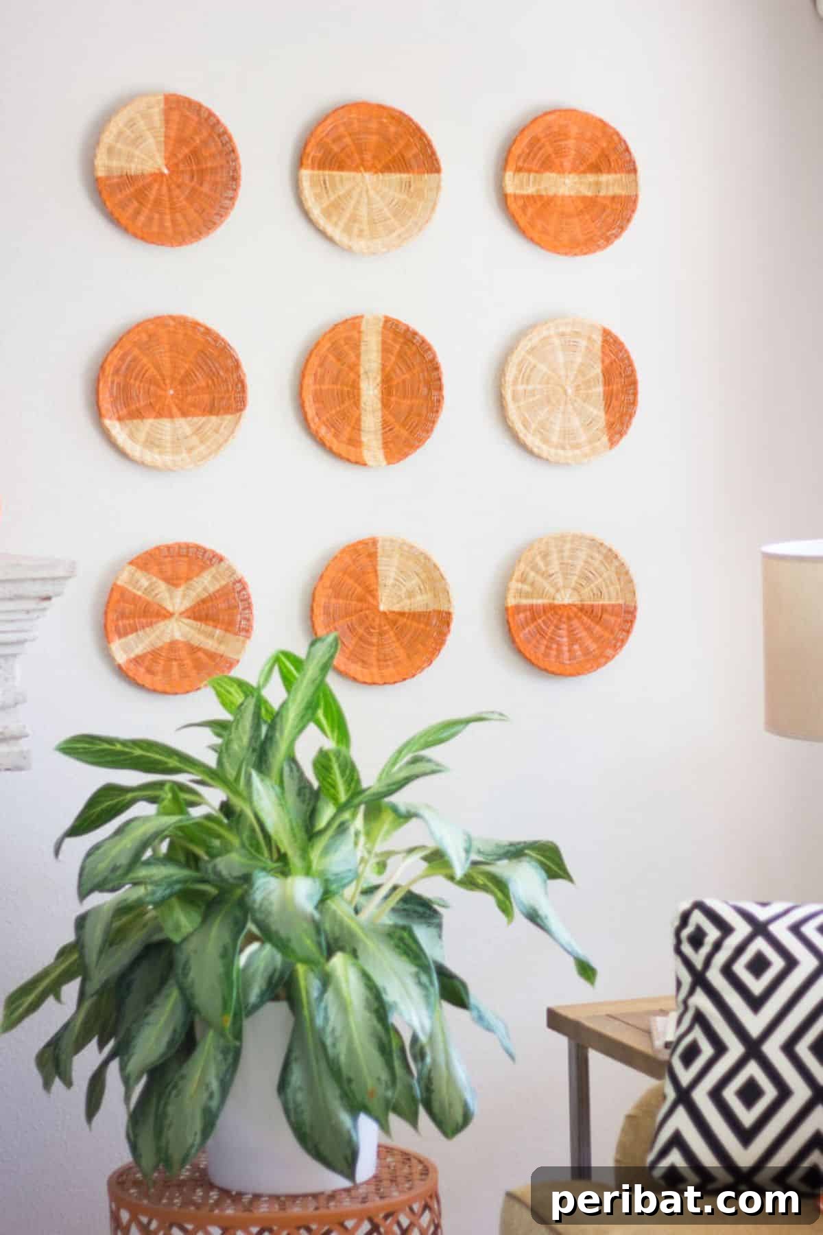 Creative DIY Basket Wall Art from Rattan Plate Holders