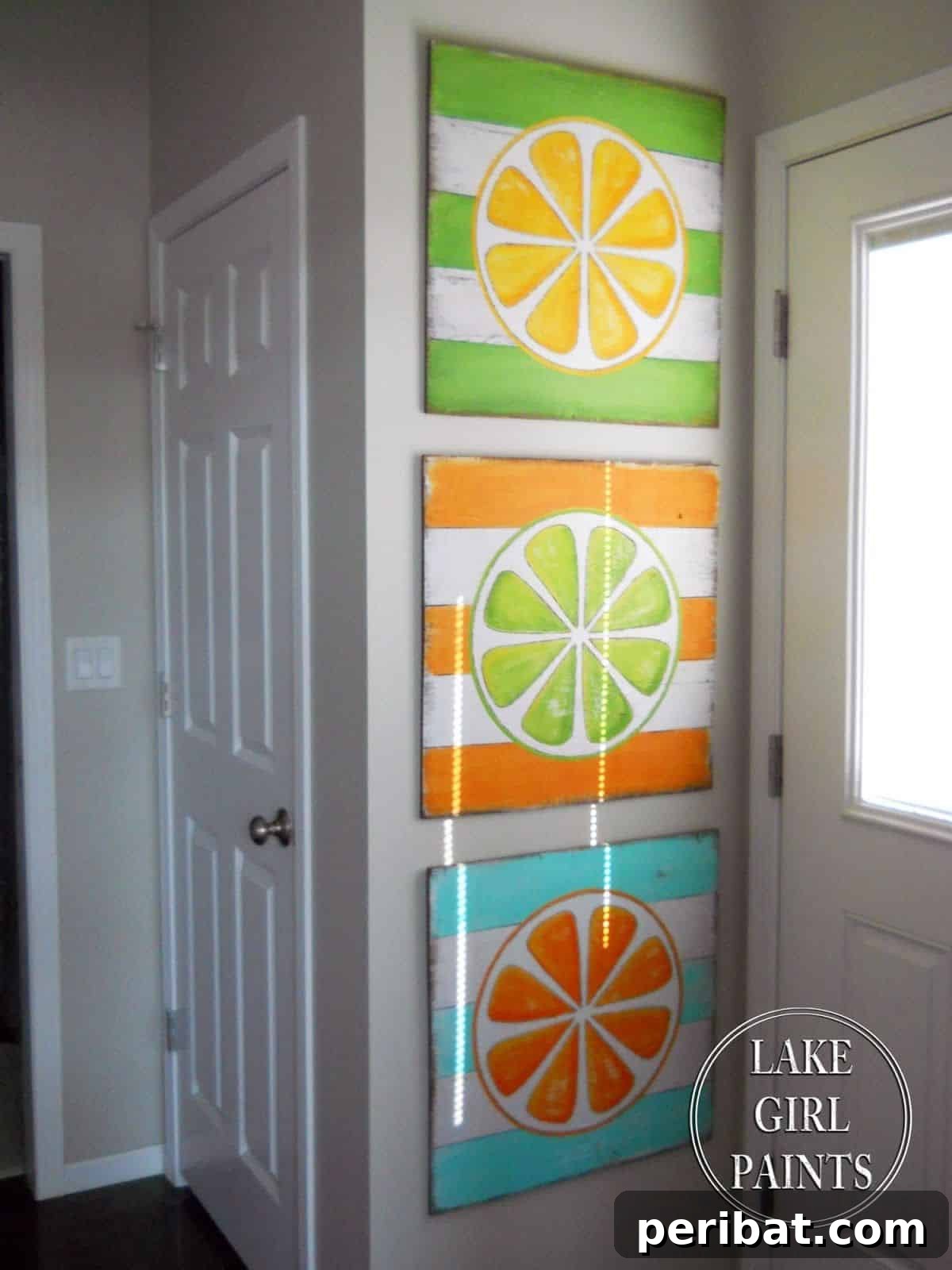 Lively DIY Wall Art with Citrus Stripes for a Fresh Vibe