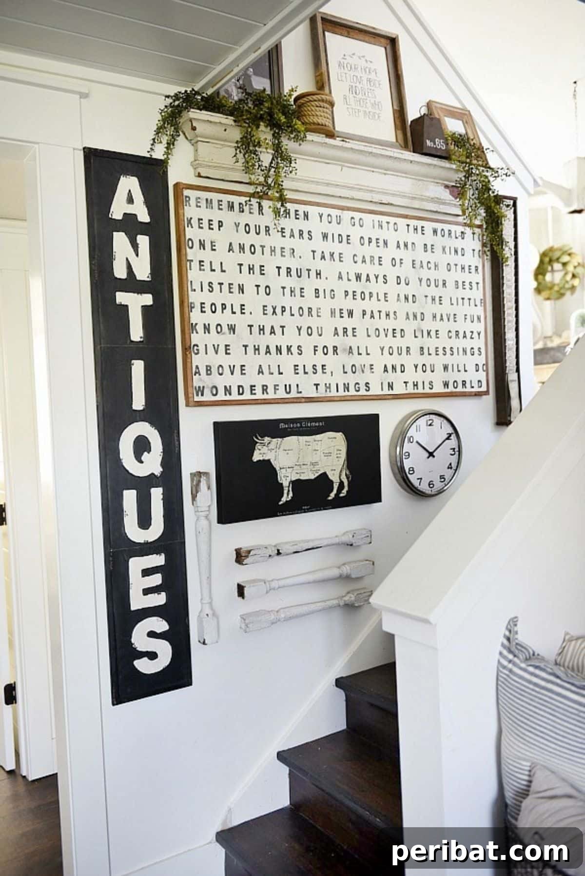 Evolving Farmhouse Style Staircase Gallery Wall for Sentimental Displays
