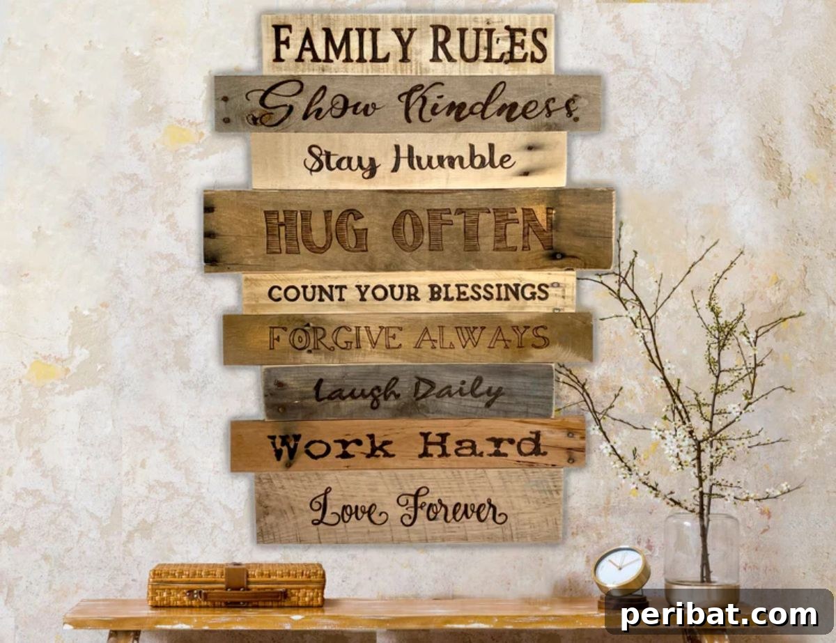 Handmade Family Rules Wood Wall Decor as Heirloom Piece