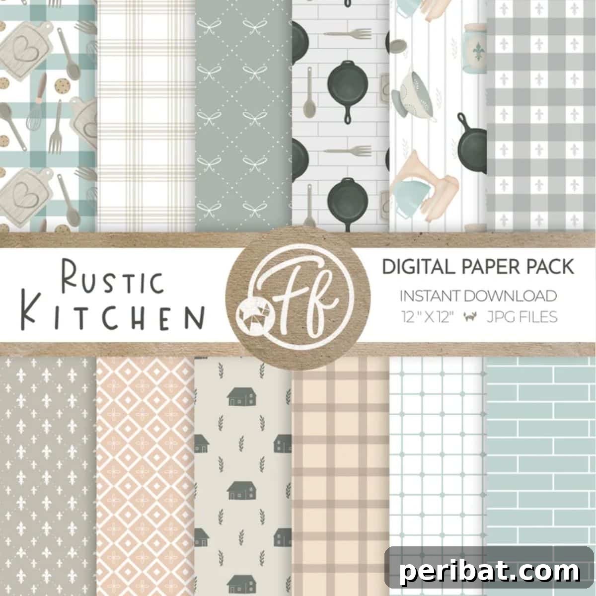 Charming Rustic Kitchens: DIY Decor and Craft Projects 107 Rustic Kitchen Digital Paper Patterns