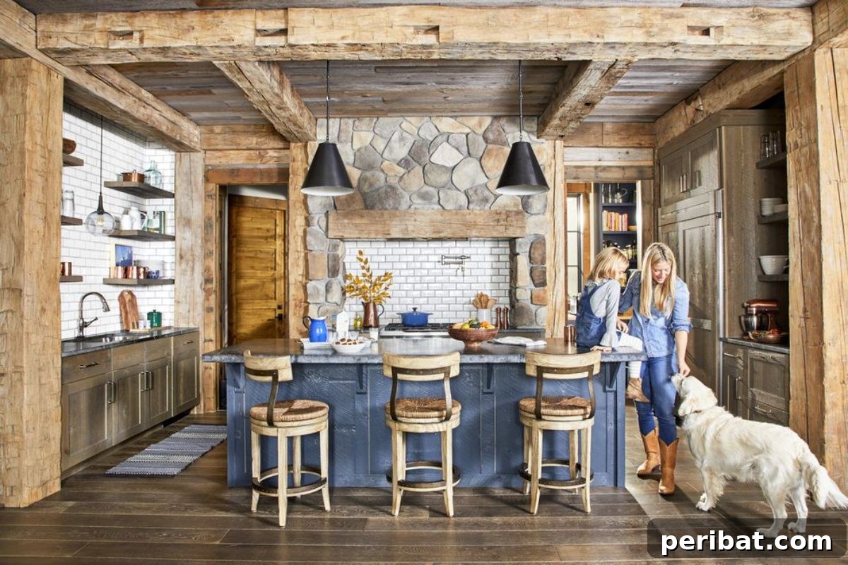 Charming Rustic Kitchens: DIY Decor and Craft Projects 111 Using Local Stone in Cozy Cabin Kitchen