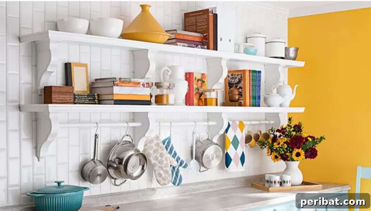 Charming Rustic Kitchens: DIY Decor and Craft Projects 118 Organizing Open Kitchen Shelves