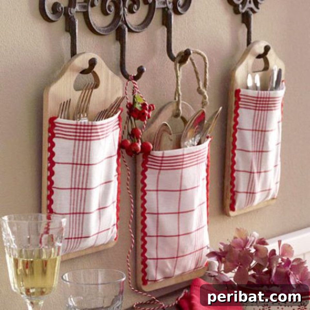Charming Rustic Kitchens: DIY Decor and Craft Projects 16 Rustic DIY Utensil Pockets