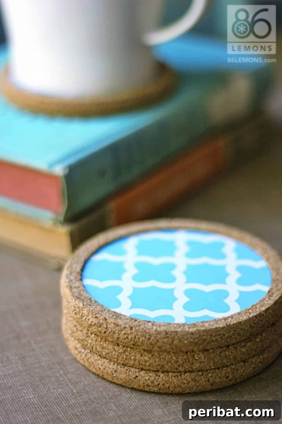 Charming Rustic Kitchens: DIY Decor and Craft Projects 27 DIY Cork Coasters Decorated With Contact Paper
