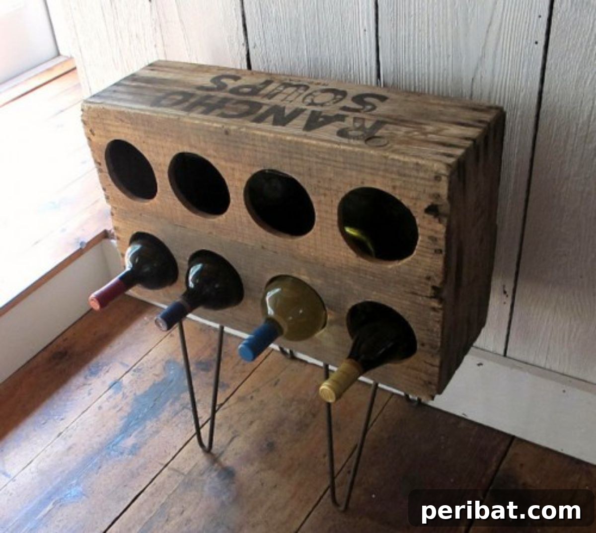 Charming Rustic Kitchens: DIY Decor and Craft Projects 4 DIY Rustic Wine Rack Of A Crate