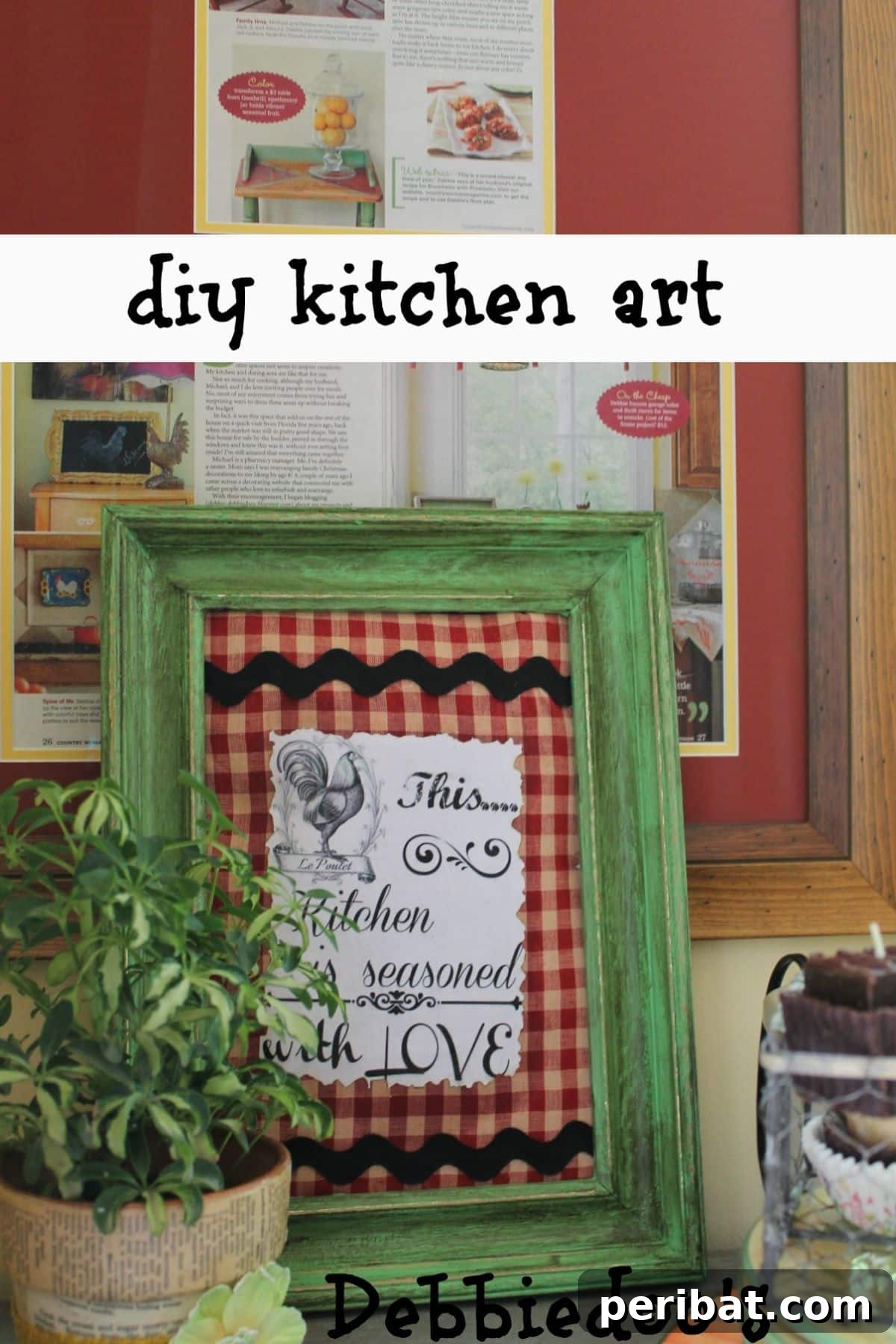 Charming Rustic Kitchens: DIY Decor and Craft Projects 42 DIY Kitchen Art with Fabric Scraps and a Printable