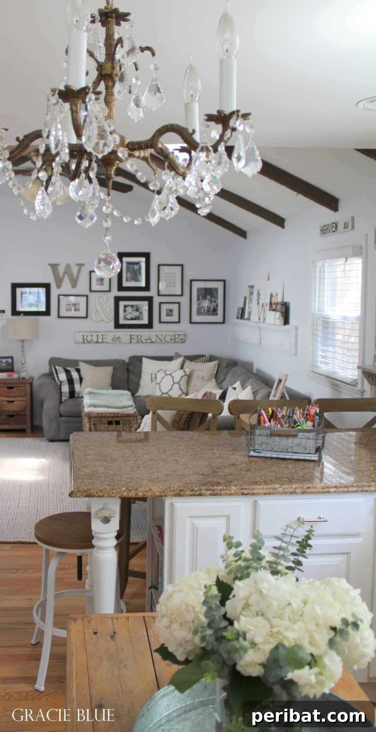 Charming Rustic Kitchens: DIY Decor and Craft Projects 51 White Kitchen with Farmhouse Island