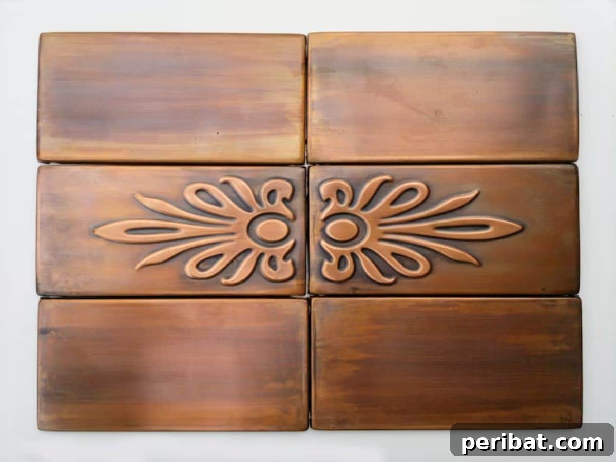 Charming Rustic Kitchens: DIY Decor and Craft Projects 61 Kitchen Tiles Set of 6 Brown Patinated Copper Tiles