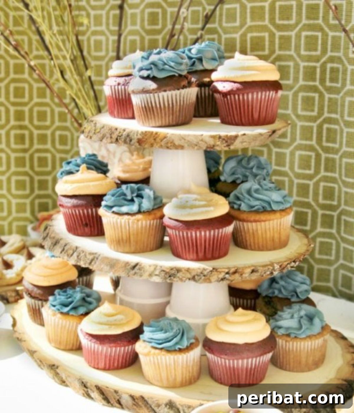 Charming Rustic Kitchens: DIY Decor and Craft Projects 62 Rustic DIY Woodsy Cupcake Stand