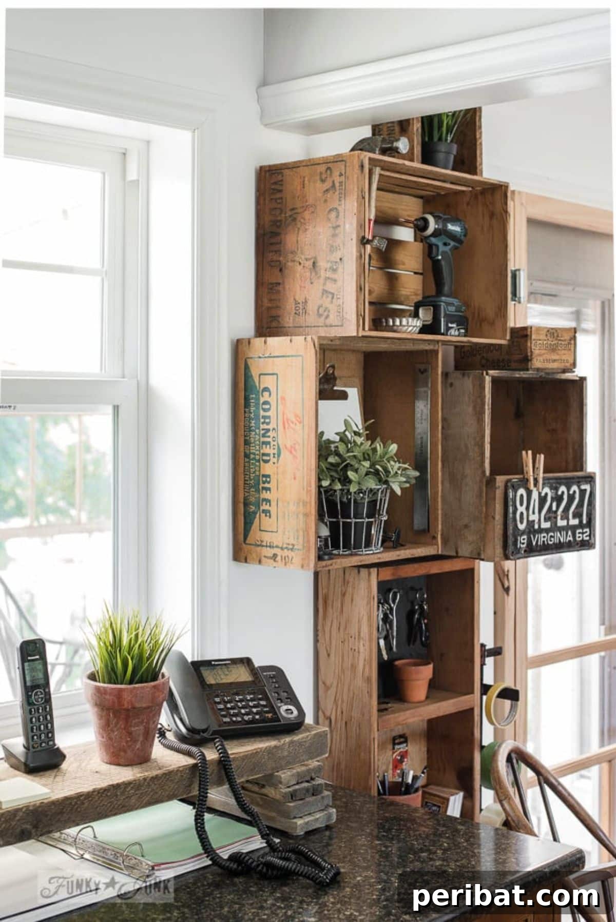 Charming Rustic Kitchens: DIY Decor and Craft Projects 64 Revamped Kitchen Crate Shelves