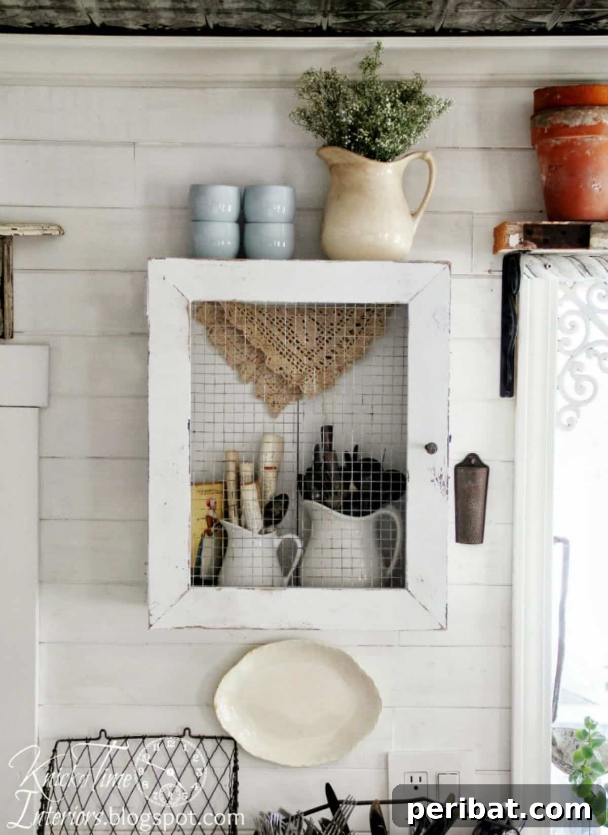 Charming Rustic Kitchens: DIY Decor and Craft Projects 67 DIY Primitive Cabinet from a Repurposed Wooden Crate and Frame