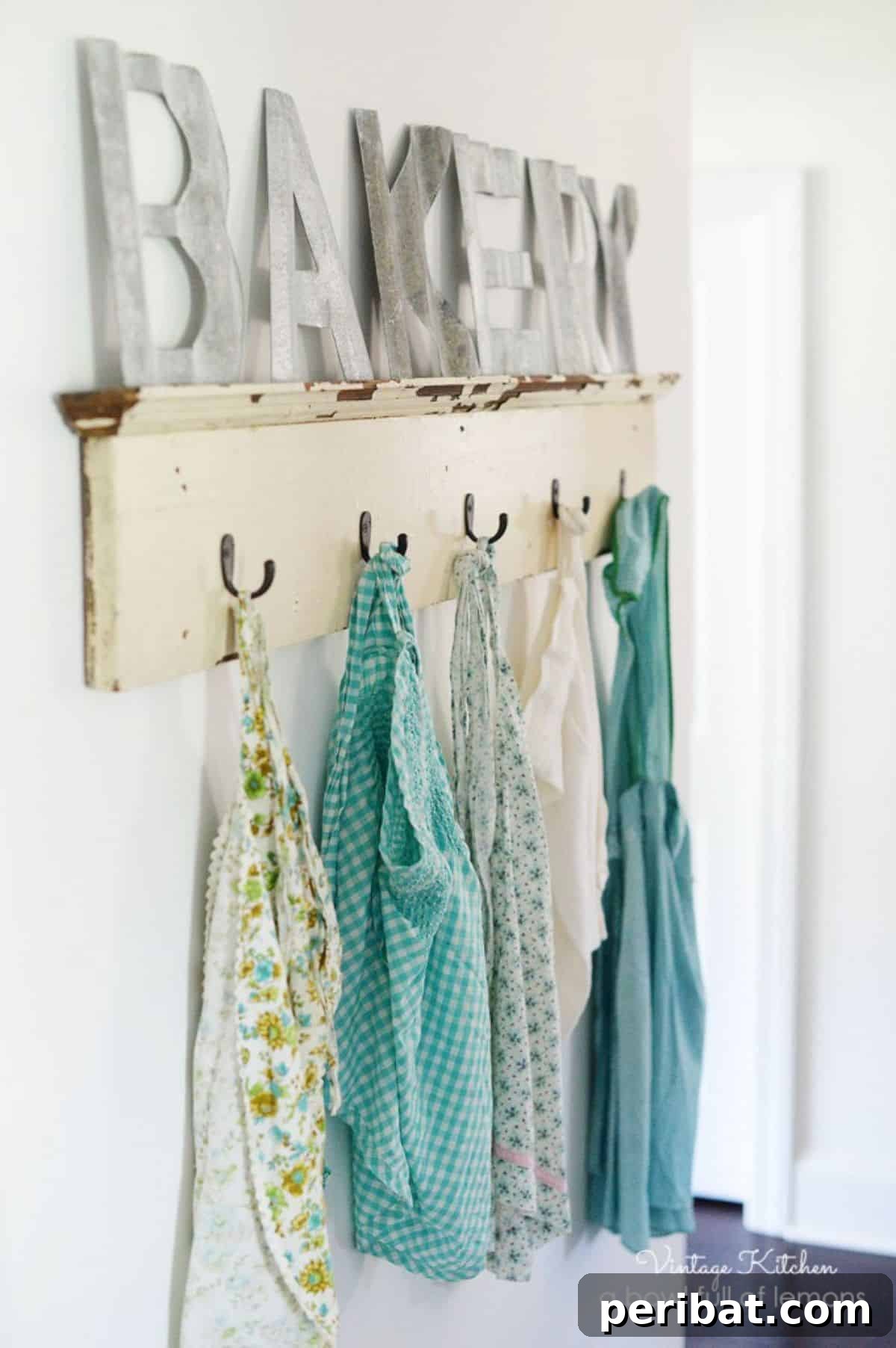Charming Rustic Kitchens: DIY Decor and Craft Projects 89 Vintage Apron Rack