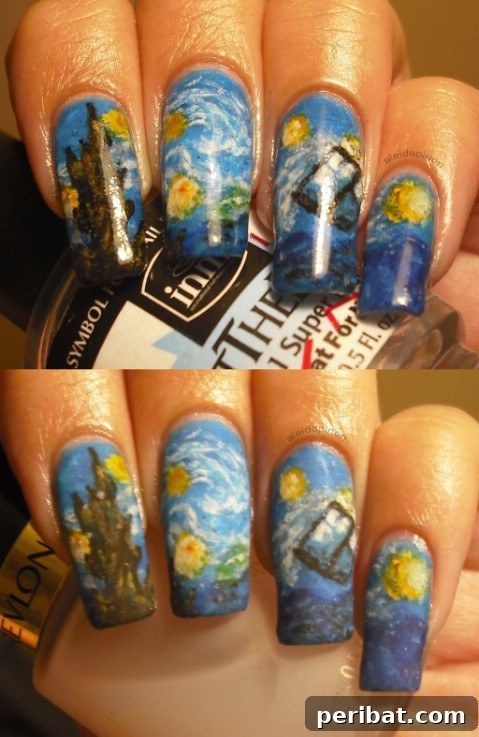Starry Night TARDIS nails