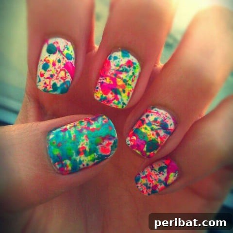 Neon nail splatter