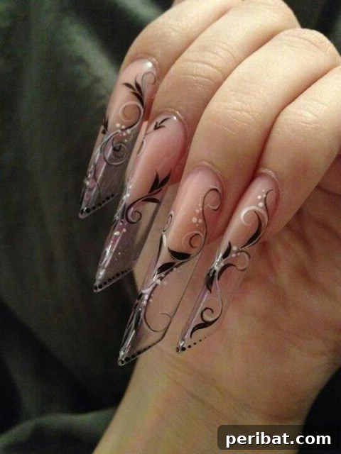 Clear sculpted nail design