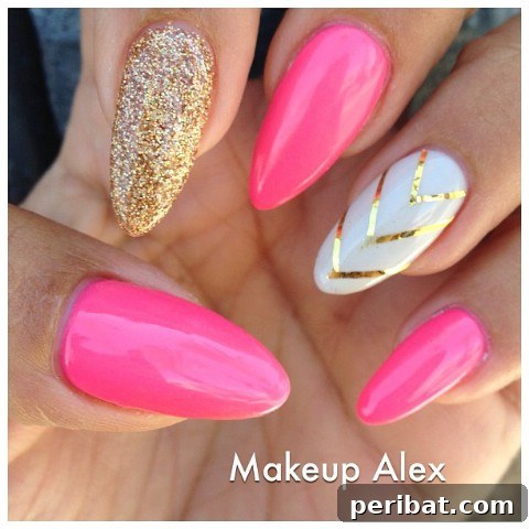 Bold pink stiletto nails