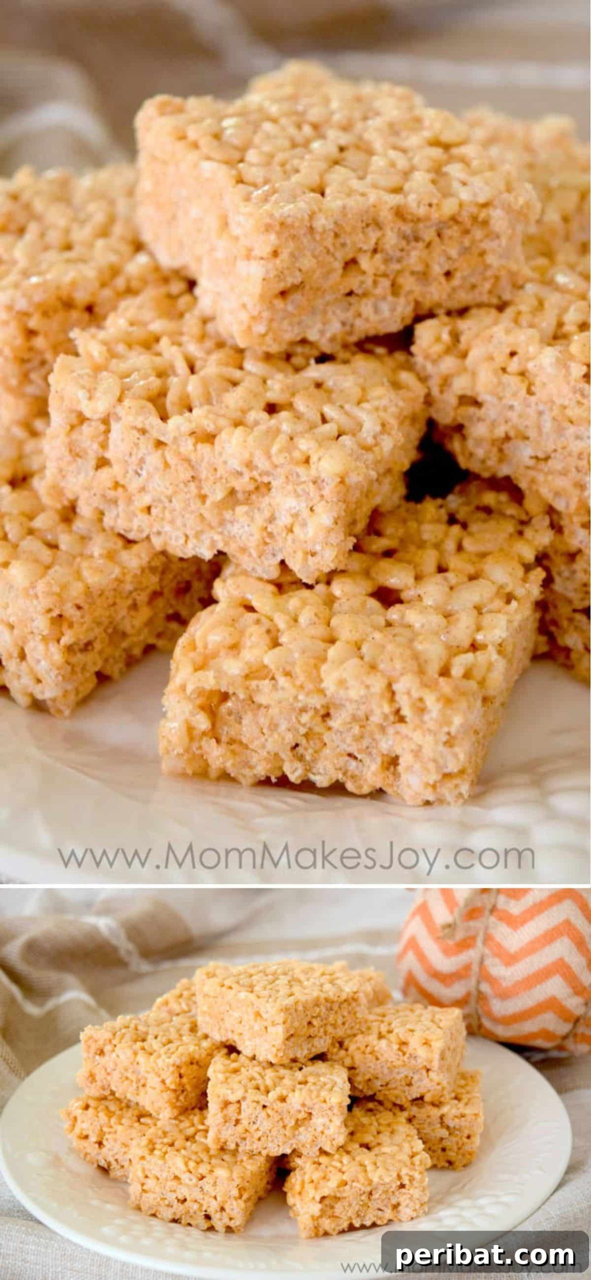 Delicious Pumpkin Spice Rice Krispie Treats, perfect for autumn festivities and holiday gatherings.