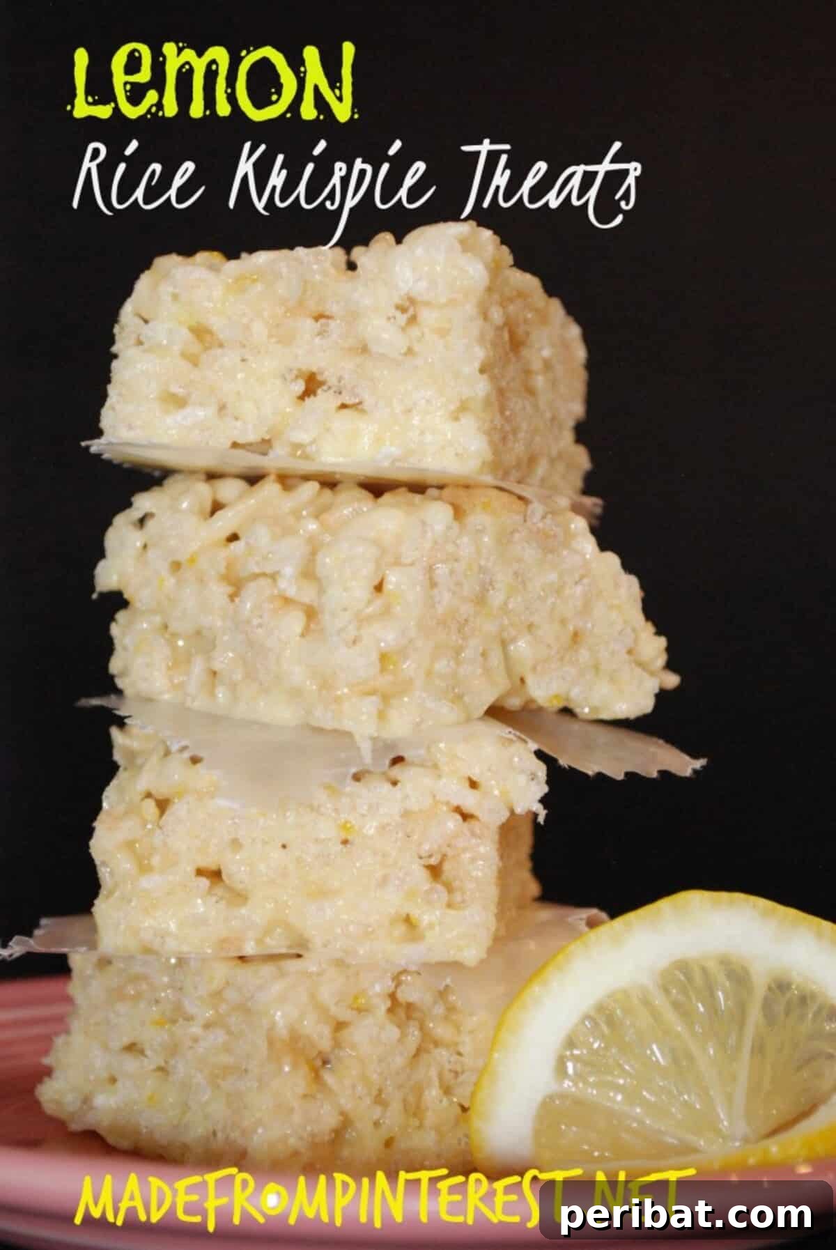 Zesty Lemon Rice Krispie Treats, offering a bright and refreshing citrus flavor.