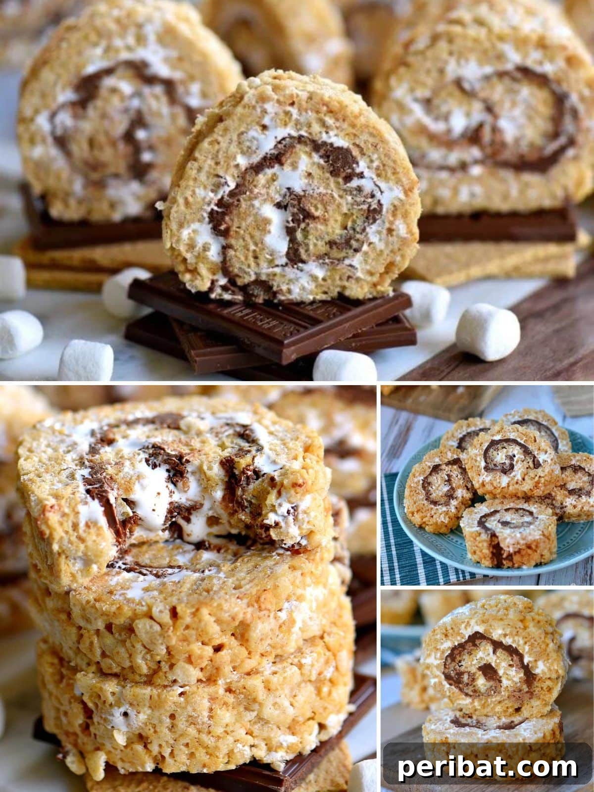 Creative S'mores Rice Krispie Treat Pinwheels, a fun and easy twist on a classic campfire dessert.