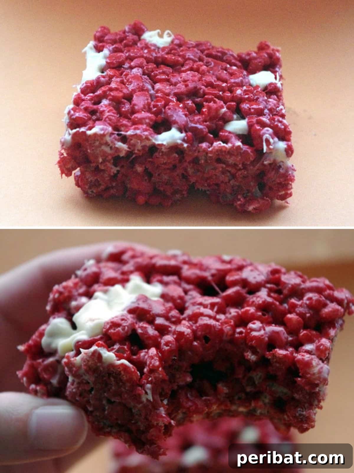 Luxurious Red Velvet Rice Krispie Treats, a sophisticated dessert with a vibrant color.