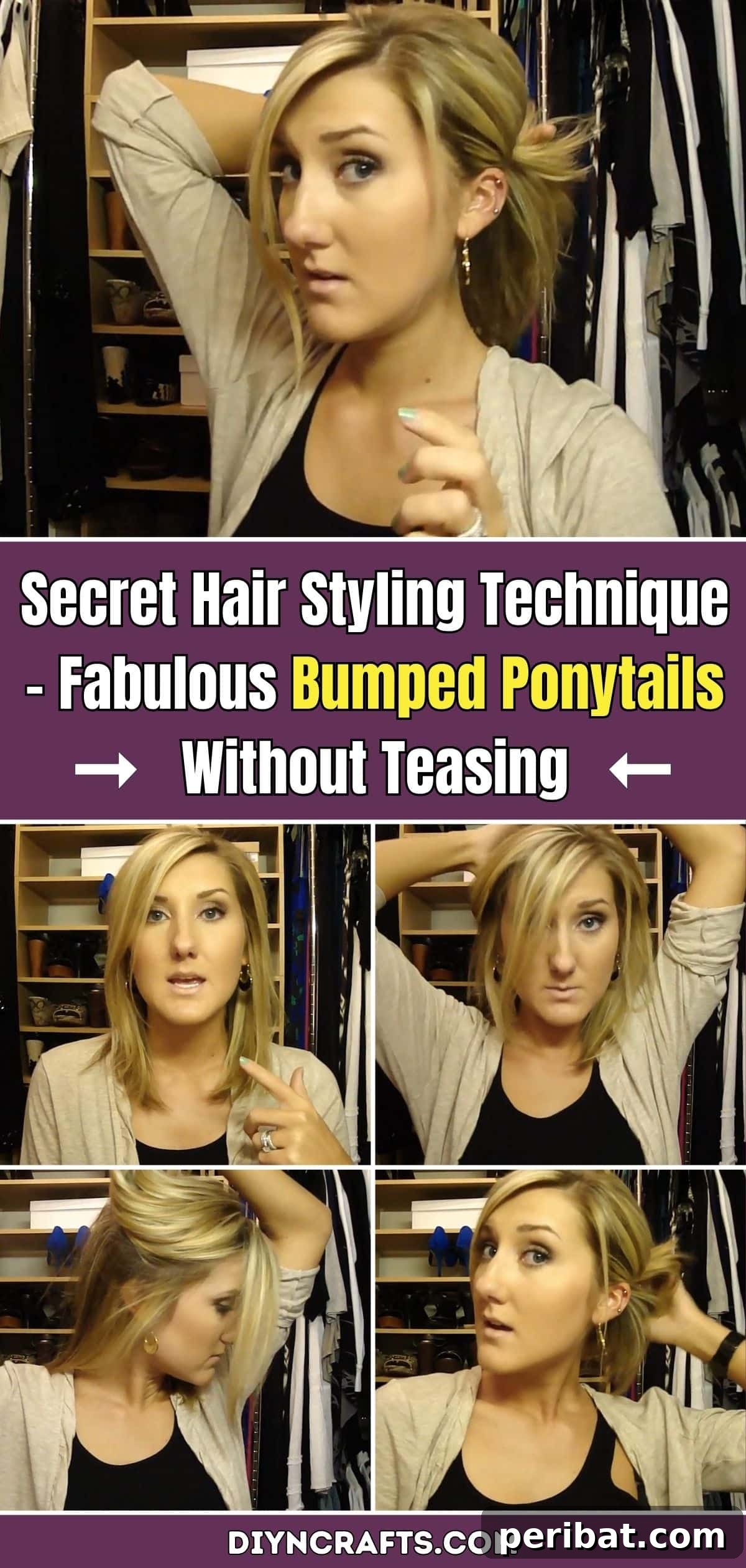 Unlock Perfect Ponytail Volume The Tease-Free Secret 2 Secret Hair Styling Technique - Fabulous Bumped Ponytails Without Teasing pinterest image