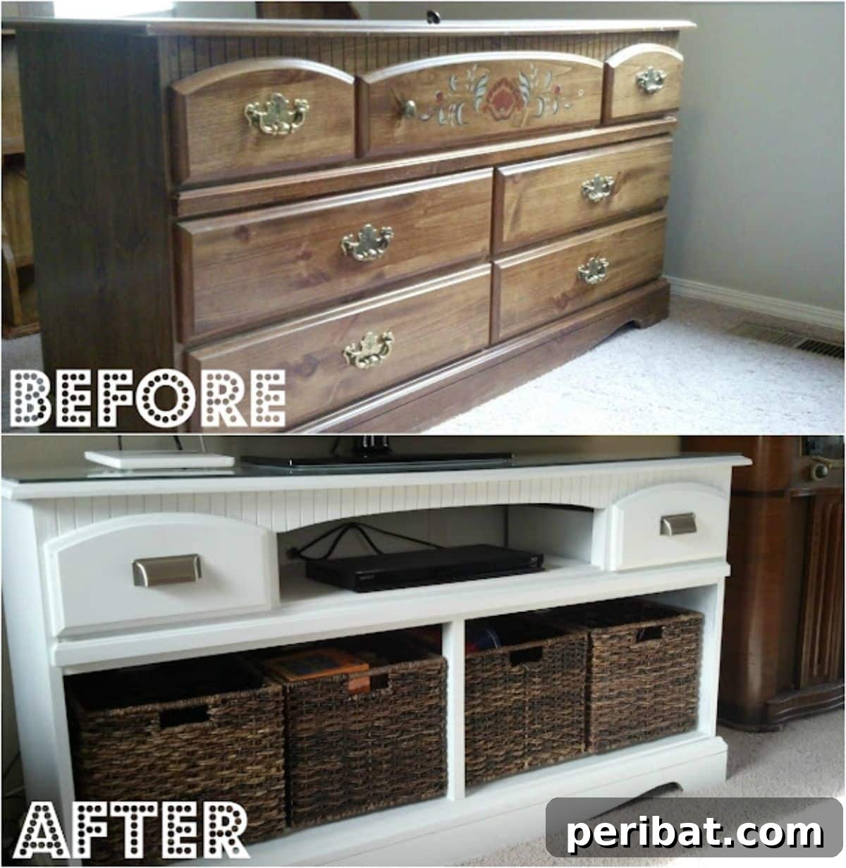 Dresser Reimagined 39 Stunning Upcycling Projects 11 Dresser Turned TV Stand Makeover