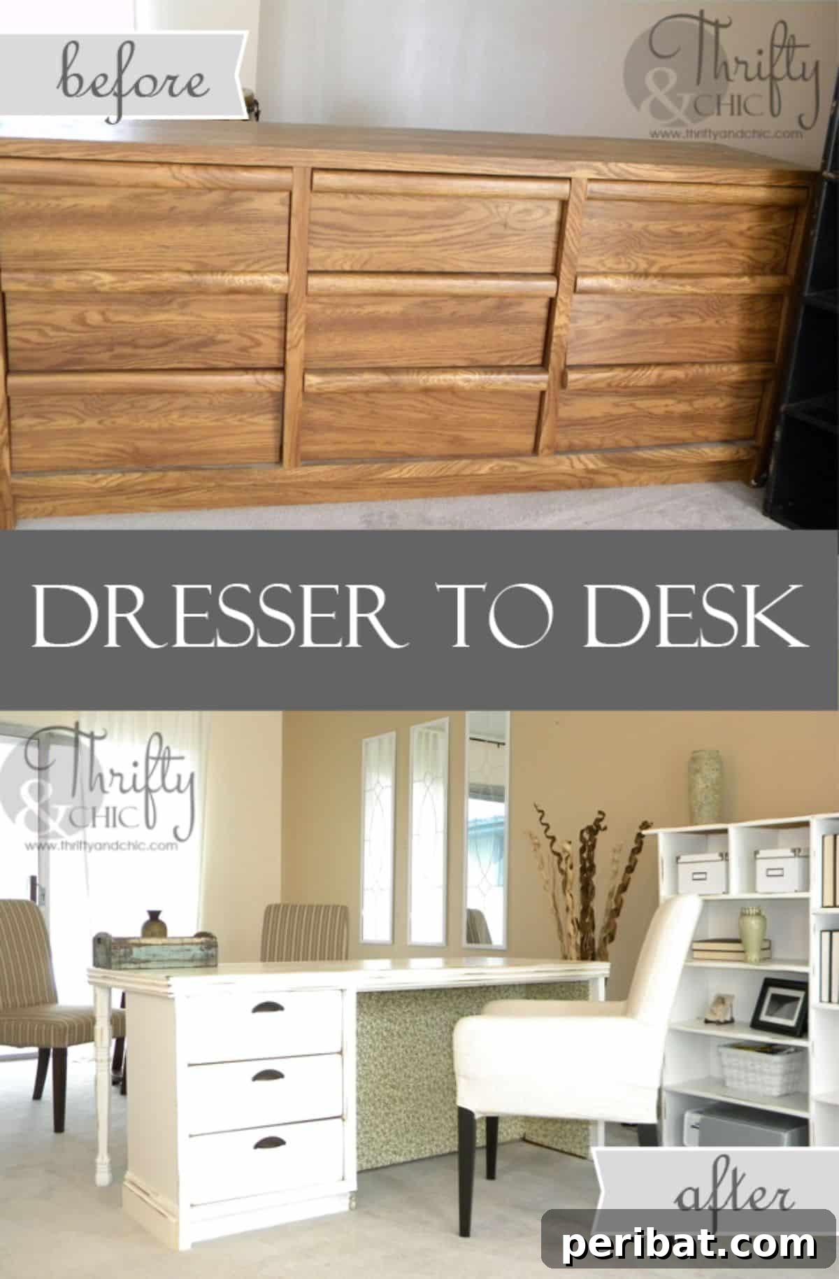 Dresser Reimagined 39 Stunning Upcycling Projects 18 Dresser to Office Desk